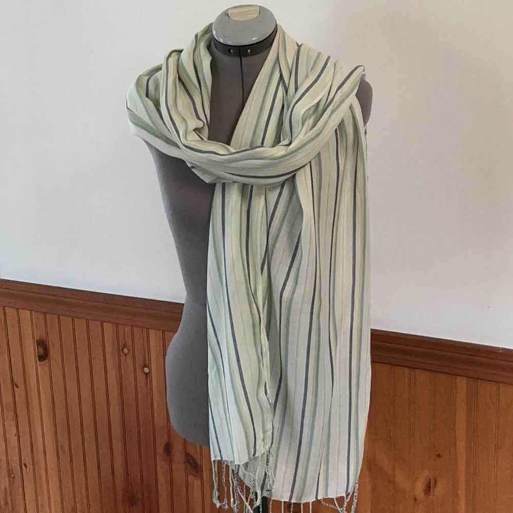 L.L. Bean Striped Scarf in Green and Blue